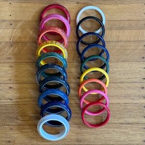Vibrant Multicolor Bangle Bracelet Lot Set of 19, Rainbow Colorful, Pettit size